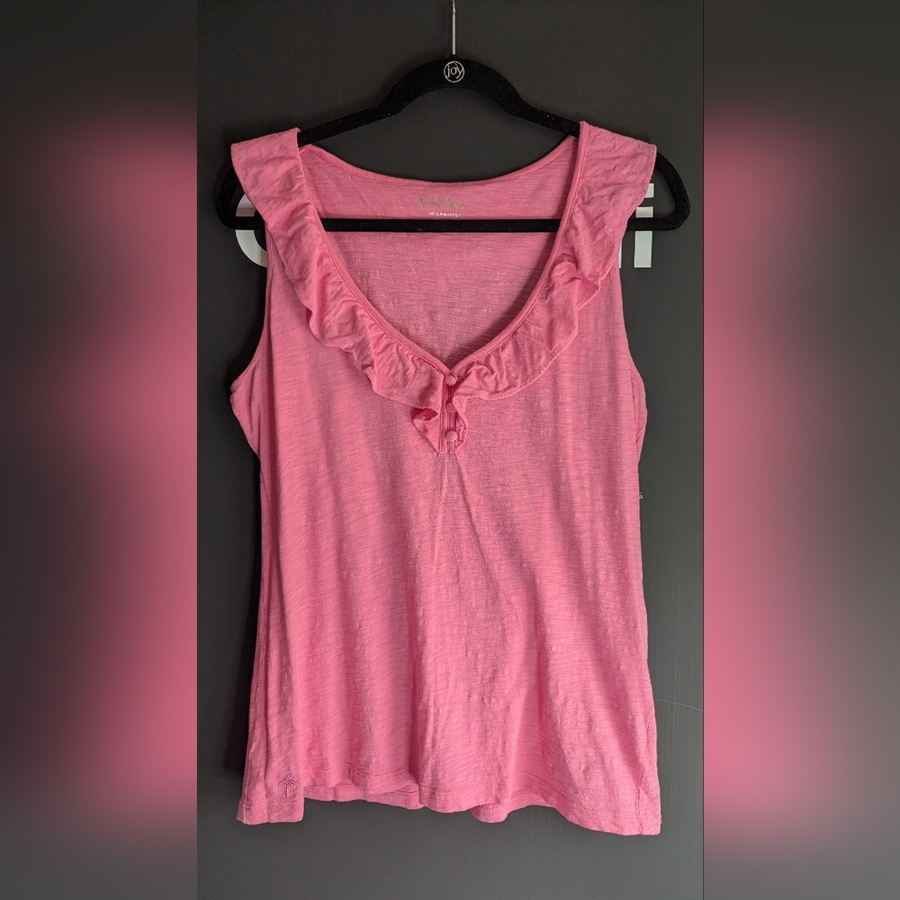 Lilly Pulitzer EUC L Lilly pink ruffle top